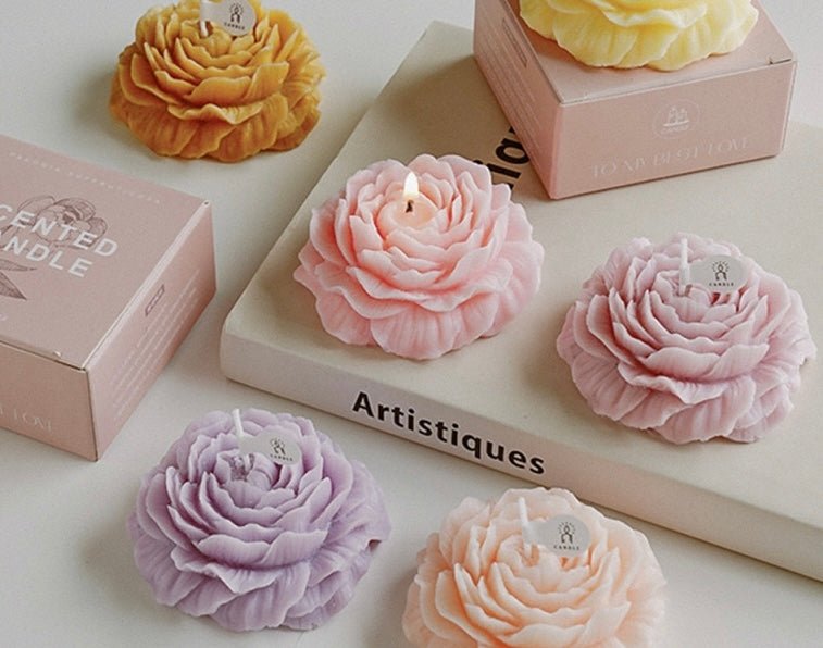 Enhance Special Moments with Handmade Peony - Shaped Candles – Elegant Colors and Scents for Birthdays, Weddings, and Christmas Celebrations! - Simplidecor