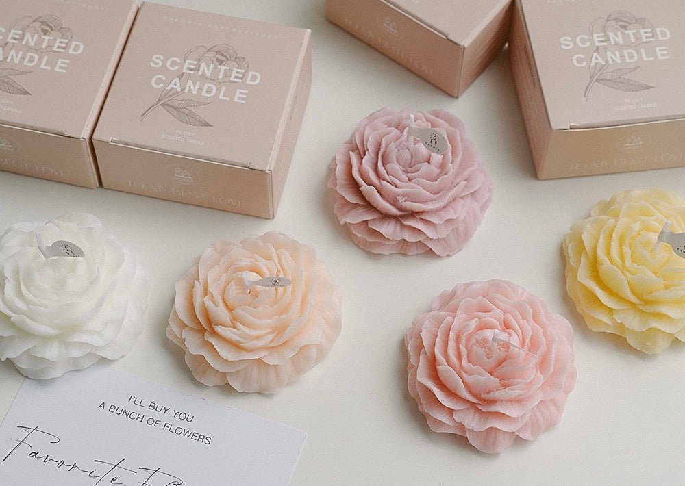 Enhance Special Moments with Handmade Peony - Shaped Candles – Elegant Colors and Scents for Birthdays, Weddings, and Christmas Celebrations! - Simplidecor