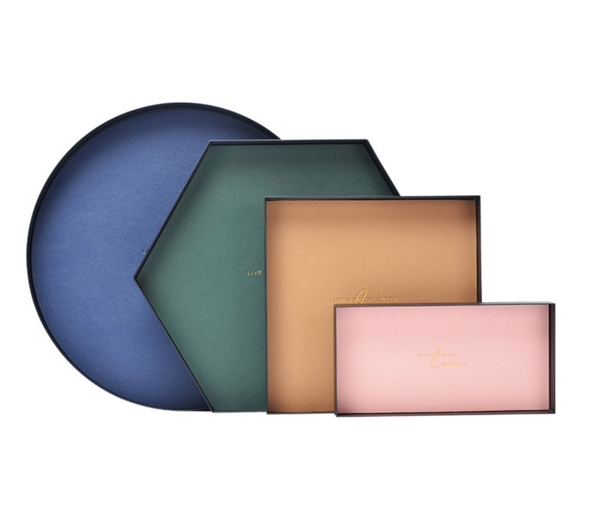 Enhance Your Home Decor with the Stylish Luxury of our Morandi Tray – Geometric Leather and Metal Design for Elegant Organization and a Perfect Gift! - Simplidecor