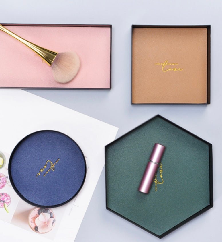 Enhance Your Home Decor with the Stylish Luxury of our Morandi Tray – Geometric Leather and Metal Design for Elegant Organization and a Perfect Gift! - Simplidecor