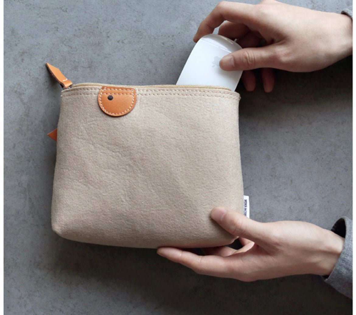 Felt Leather Accessories Pouch: Handmade Elegance for Laptop Essentials | Stylish Storage Case for Mouse, Charger, and More – Perfect Gift for Him/Her! - Simplidecor