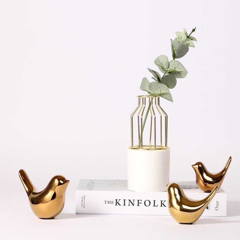 Golden Elegance: Chic Ceramic Bird Combinations for Stylish Home and Office Decor – Perfect Gifts for New Homes, Weddings, and Special Occasions - Simplidecor