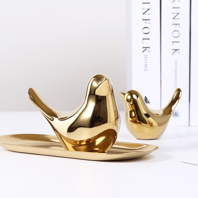 Golden Elegance: Chic Ceramic Bird Combinations for Stylish Home and Office Decor – Perfect Gifts for New Homes, Weddings, and Special Occasions - Simplidecor