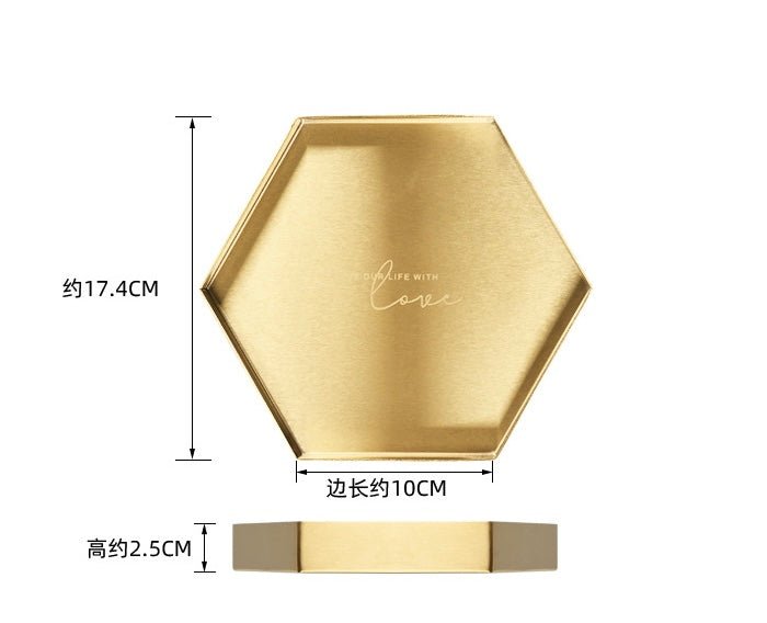 Golden Stainless Steel Tray: Elevate home decor with style. Ideal for serving essentials, showcasing jewelry, and festive decorations. Perfect for new home gifts or special occasions. - Simplidecor