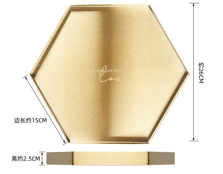Golden Stainless Steel Tray: Elevate home decor with style. Ideal for serving essentials, showcasing jewelry, and festive decorations. Perfect for new home gifts or special occasions. - Simplidecor