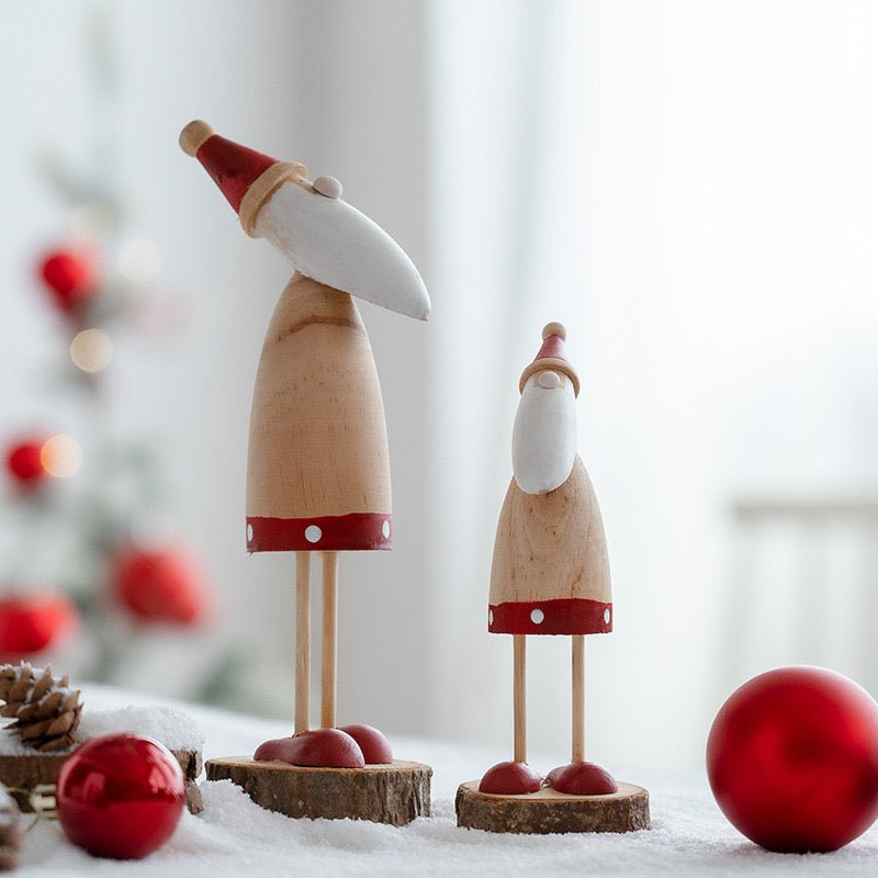 Handcrafted Christmas Wooden Tabletop Ornaments: Unique Pinocchio, Santa, and Reindeer Designs for Whimsical Holiday Decor. Perfect Gifts for Children, Adding Joy to Festive Celebrations! - Simplidecor