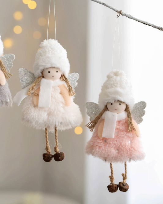Handmade Angel Girl Plushies with Scarf – Festive Christmas Decor – Unique Gifts for Holidays and Birthdays - Simplidecor