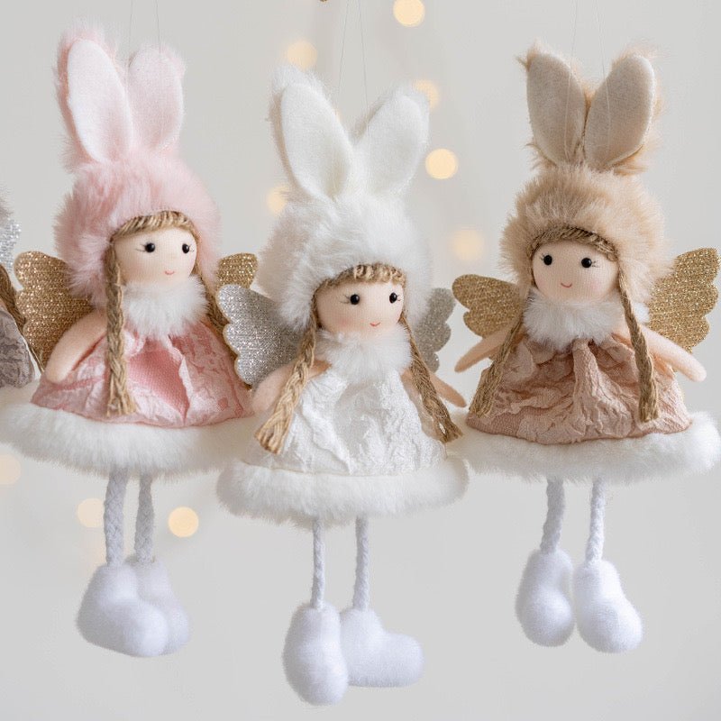 Handmade Angel in Ribbit Costume: Pink, White, Grey, Champagne - Whimsical and Unique Decor or Gift Options. Delightful Craftsmanship for Charming Ambiance. - Simplidecor