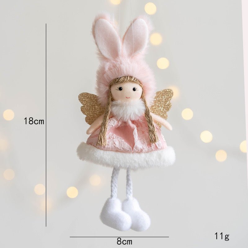 Handmade Angel in Ribbit Costume: Pink, White, Grey, Champagne - Whimsical and Unique Decor or Gift Options. Delightful Craftsmanship for Charming Ambiance. - Simplidecor