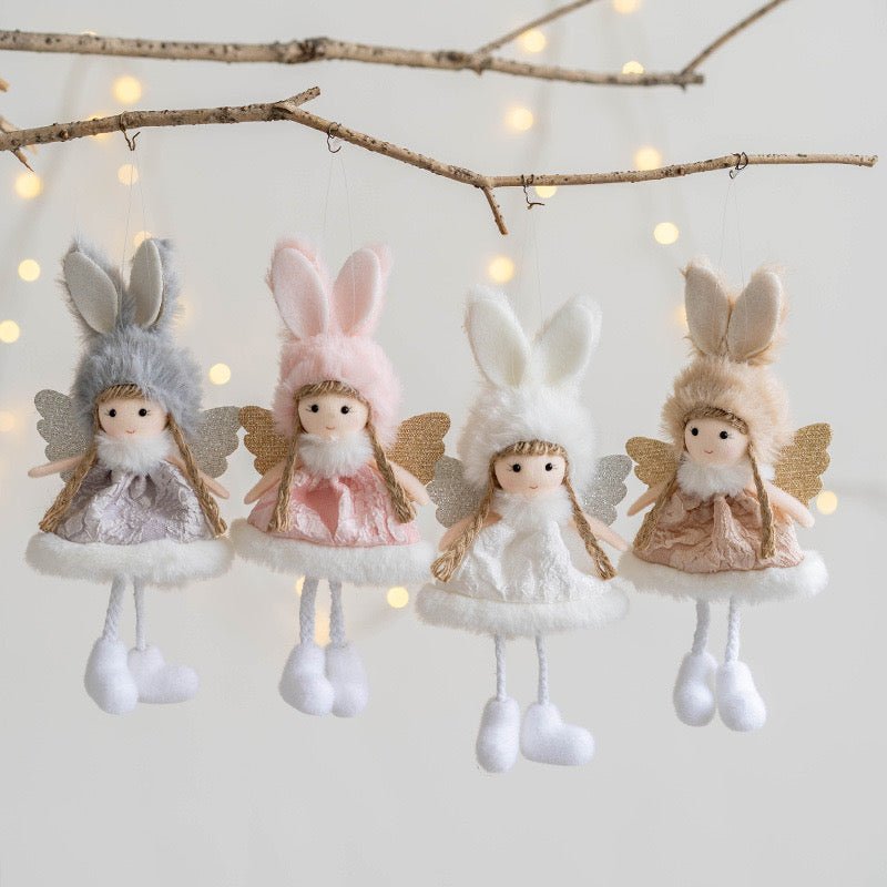 Handmade Angel in Ribbit Costume: Pink, White, Grey, Champagne - Whimsical and Unique Decor or Gift Options. Delightful Craftsmanship for Charming Ambiance. - Simplidecor