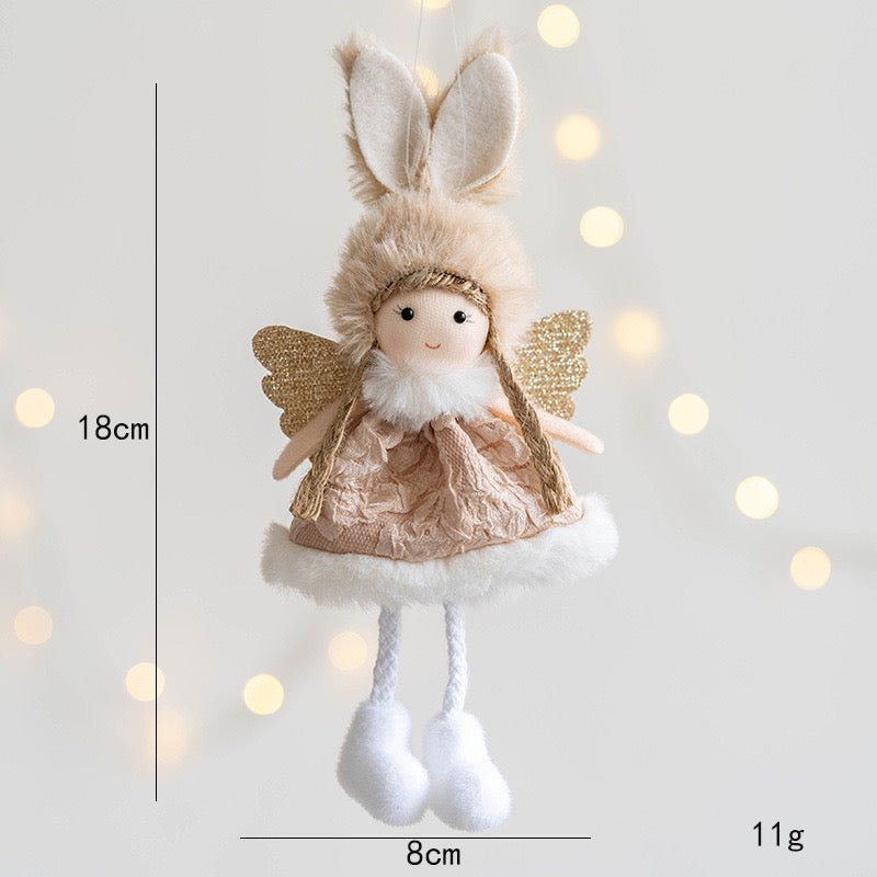 Handmade Angel in Ribbit Costume: Pink, White, Grey, Champagne - Whimsical and Unique Decor or Gift Options. Delightful Craftsmanship for Charming Ambiance. - Simplidecor