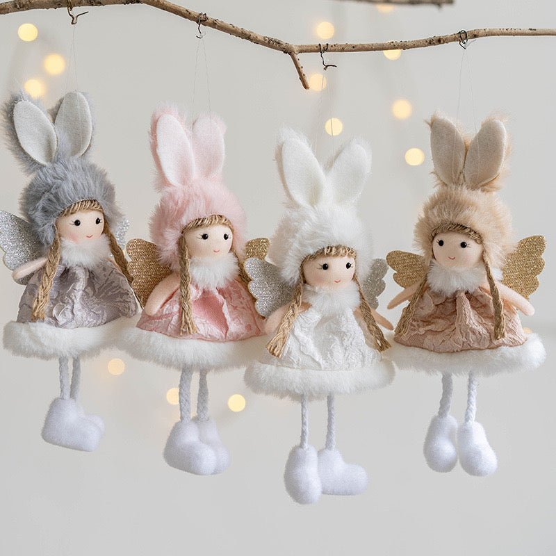 Handmade Angel in Ribbit Costume: Pink, White, Grey, Champagne - Whimsical and Unique Decor or Gift Options. Delightful Craftsmanship for Charming Ambiance. - Simplidecor
