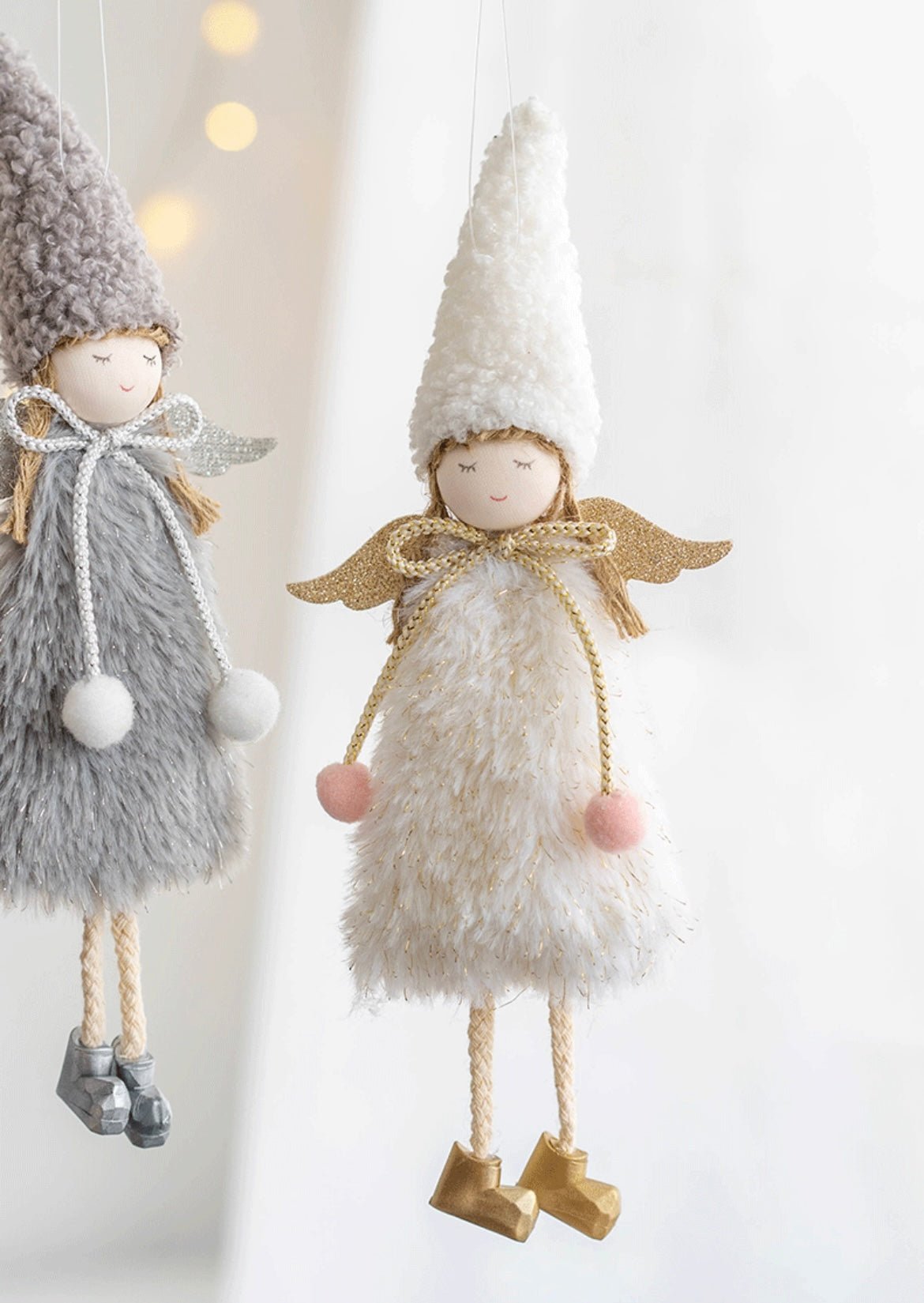 Handmade Angel Peak Caps: Charming Gifts in Pink, White, and Grey for Holidays, Christmas, Valentine's, and Birthdays - Simplidecor