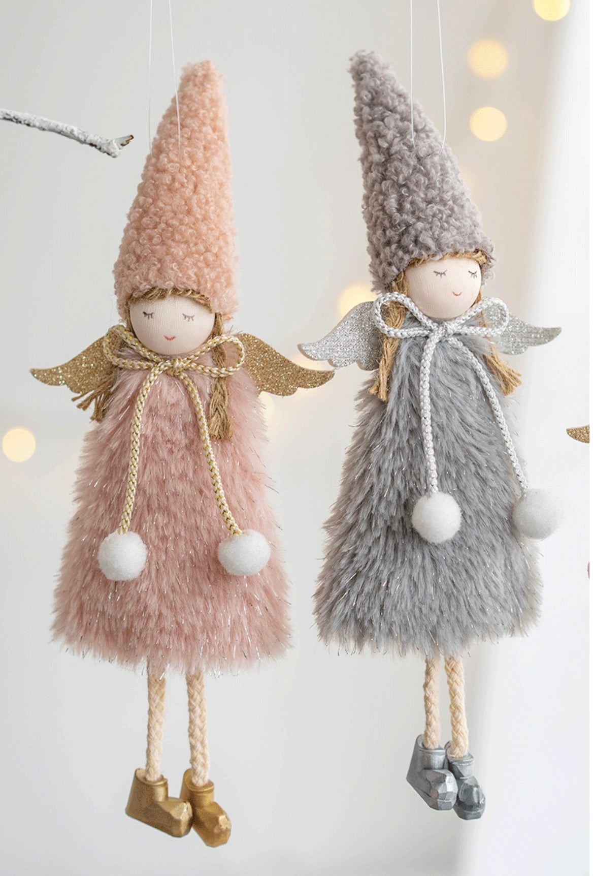 Handmade Angel Peak Caps: Charming Gifts in Pink, White, and Grey for Holidays, Christmas, Valentine's, and Birthdays - Simplidecor