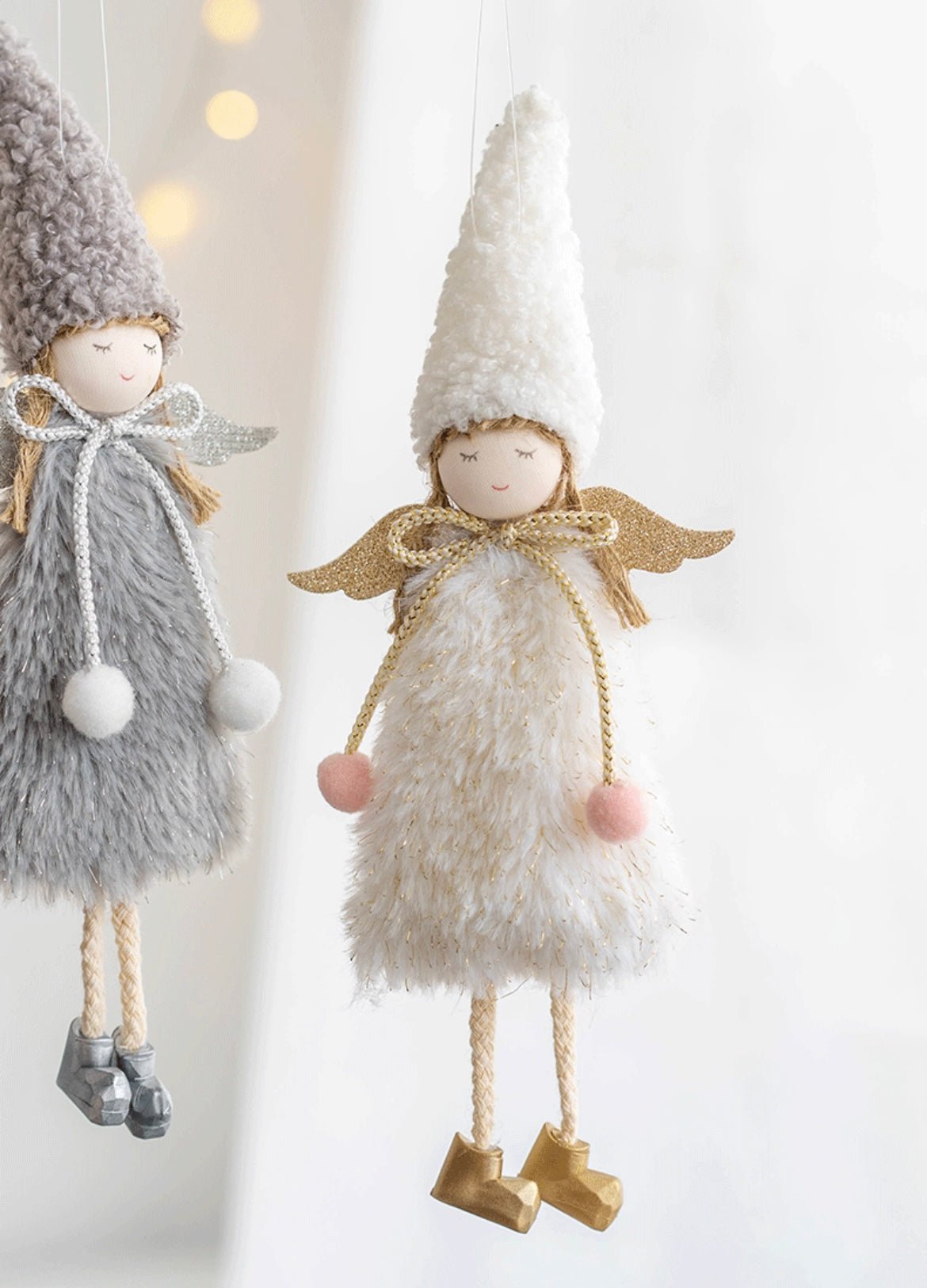 Handmade Angel Peak Caps: Charming Gifts in Pink, White, and Grey for Holidays, Christmas, Valentine's, and Birthdays - Simplidecor