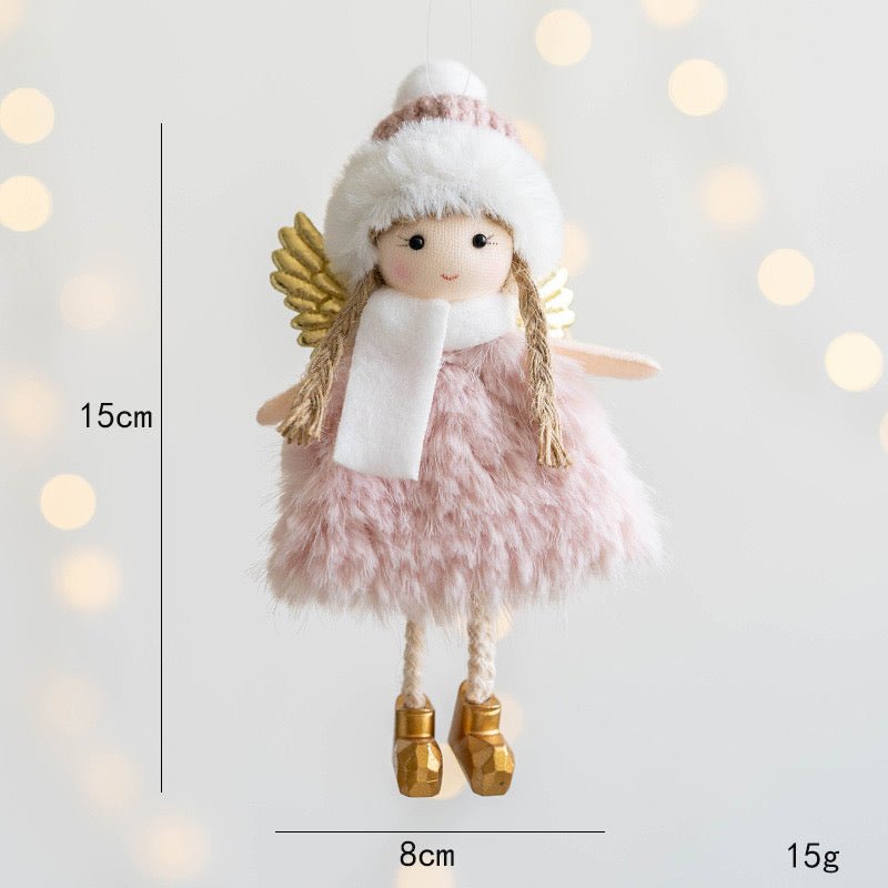 Handmade Angel with Ball Hat, Fluffy Skirt, and Scarf: Charming Gift in Pink, White, and Champagne. Adorable and Unique Decor for Her or Girls. - Simplidecor