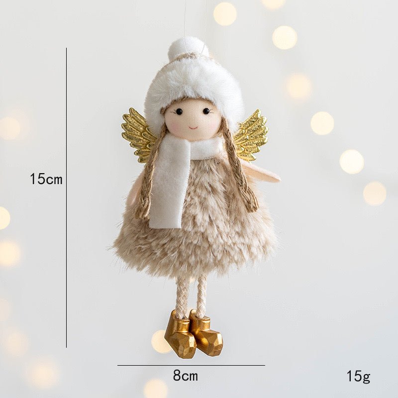 Handmade Angel with Ball Hat, Fluffy Skirt, and Scarf: Charming Gift in Pink, White, and Champagne. Adorable and Unique Decor for Her or Girls. - Simplidecor