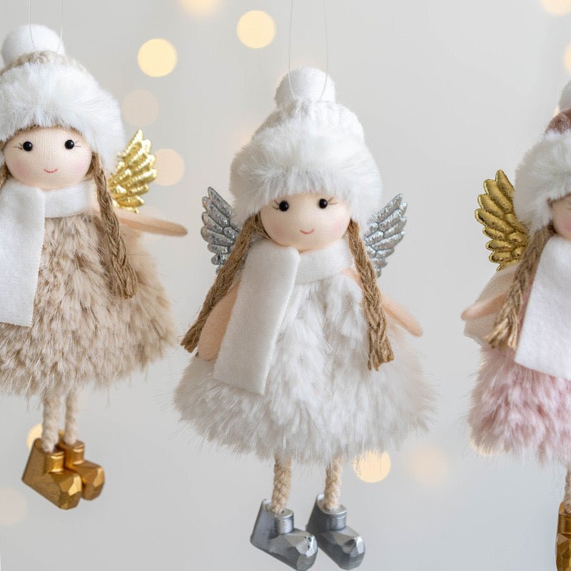 Handmade Angel with Ball Hat, Fluffy Skirt, and Scarf: Charming Gift in Pink, White, and Champagne. Adorable and Unique Decor for Her or Girls. - Simplidecor
