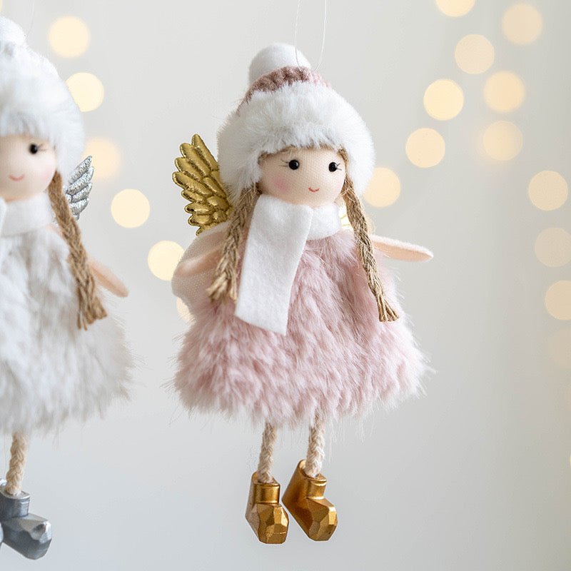 Handmade Angel with Ball Hat, Fluffy Skirt, and Scarf: Charming Gift in Pink, White, and Champagne. Adorable and Unique Decor for Her or Girls. - Simplidecor