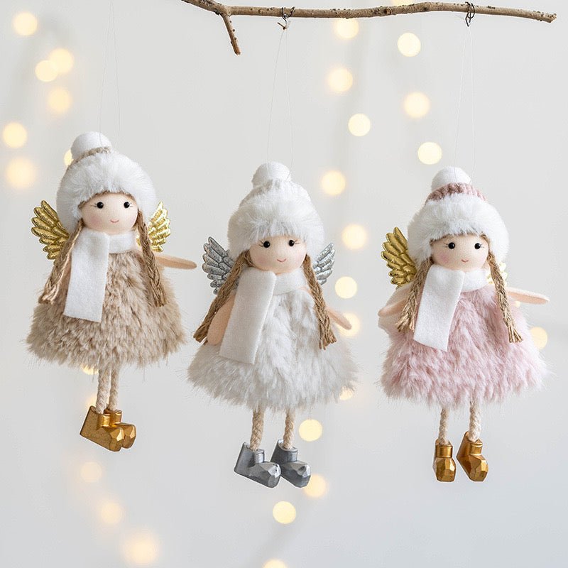 Handmade Angel with Ball Hat, Fluffy Skirt, and Scarf: Charming Gift in Pink, White, and Champagne. Adorable and Unique Decor for Her or Girls. - Simplidecor