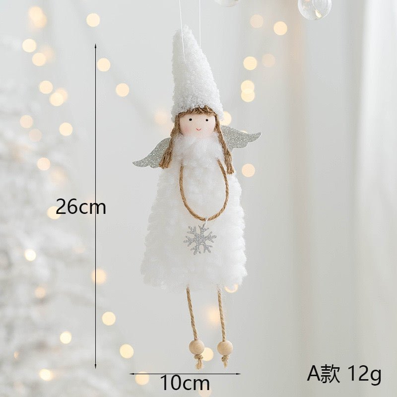 Handmade Angel with Curly Wool Skirt and Peak Cap Hat: Cute and Charming Gift for Her or Girls. Adorable Wooden Feet, Meticulously Crafted for Unique Delight. - Simplidecor