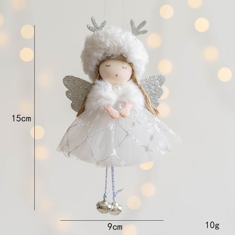 Handmade Angel with Mesh Skirt, Deer Antlers, and Bells: Adorable Sleeping Expression - Perfect Holiday Gift, Handmade Fairy for girl. - Simplidecor