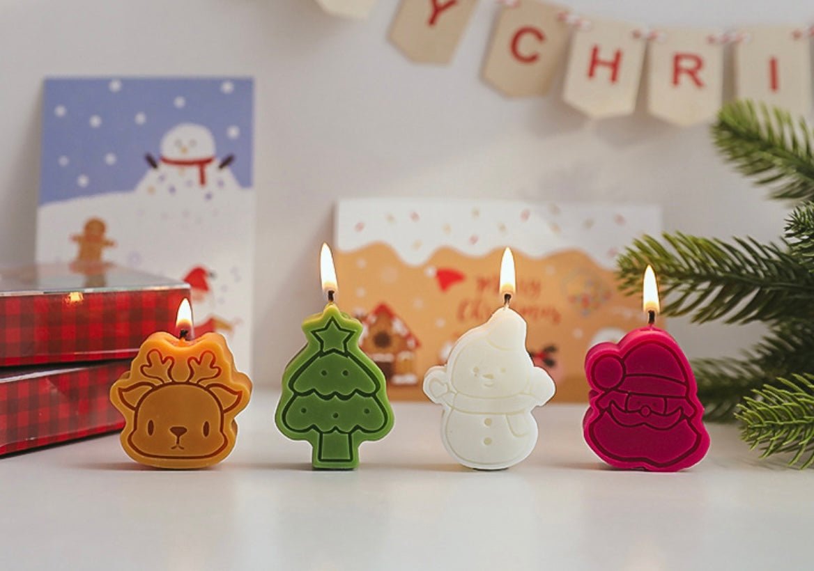Handmade Christmas Candle Set: Adorable Festive Shapes, Perfect for Creating Holiday Atmosphere. Ideal Surprise Gifts for Children! - Simplidecor
