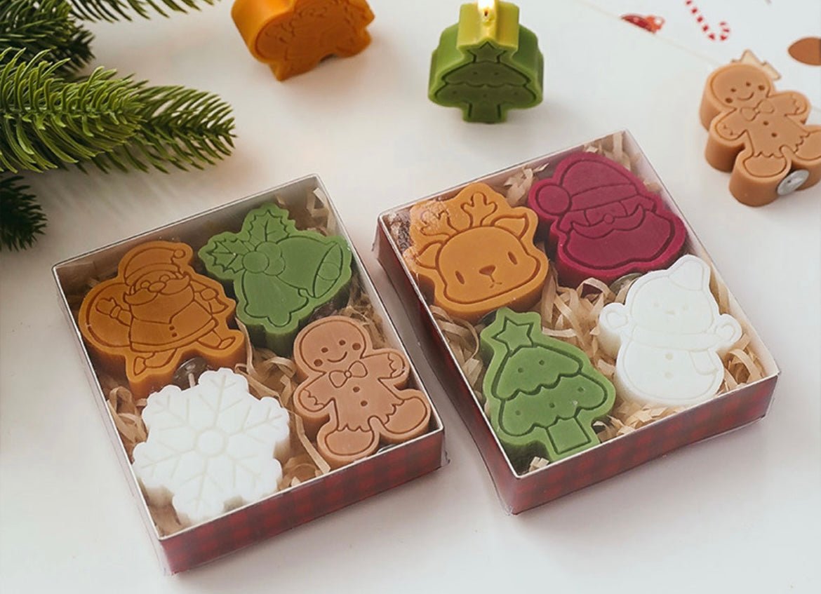 Handmade Christmas Candle Set: Adorable Festive Shapes, Perfect for Creating Holiday Atmosphere. Ideal Surprise Gifts for Children! - Simplidecor