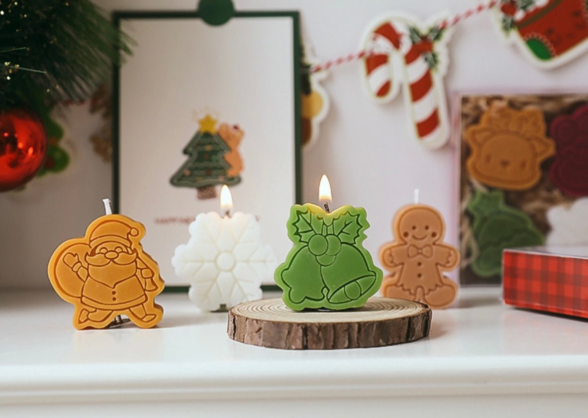 Handmade Christmas Candle Set: Adorable Festive Shapes, Perfect for Creating Holiday Atmosphere. Ideal Surprise Gifts for Children! - Simplidecor