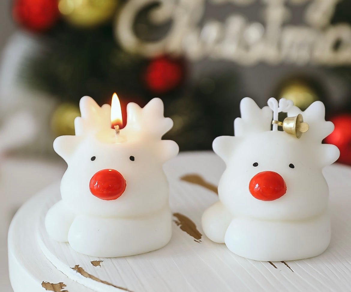 Handmade Christmas Candles: Adorable Snowman, White Reindeer, and Red - Nosed Reindeer Designs for Festive Joy and Perfect Holiday Gifting! - Simplidecor