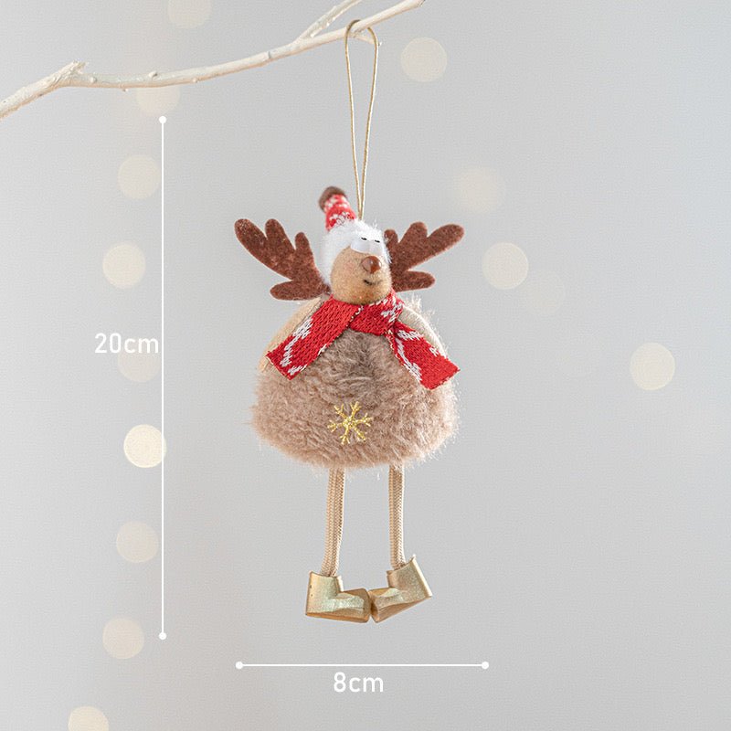 Handmade Christmas Reindeer Ornament: Cheerful Plush Decor with Golden Boots, Whimsical Design for Festive Joy. Ideal Holiday Gift for Children, Carefully Crafted to Bring Happiness. - Simplidecor