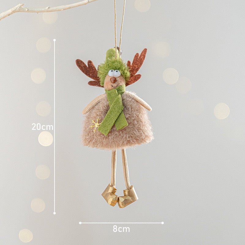 Handmade Christmas Reindeer Ornament: Cheerful Plush Decor with Golden Boots, Whimsical Design for Festive Joy. Ideal Holiday Gift for Children, Carefully Crafted to Bring Happiness. - Simplidecor