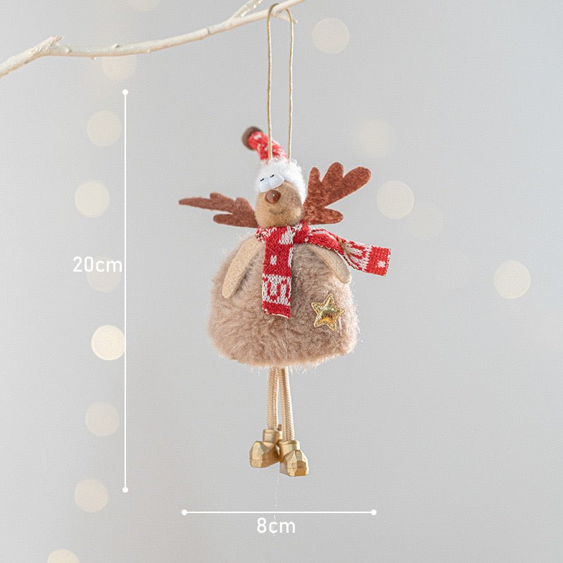Handmade Christmas Reindeer Ornament: Cheerful Plush Decor with Golden Boots, Whimsical Design for Festive Joy. Ideal Holiday Gift for Children, Carefully Crafted to Bring Happiness. - Simplidecor