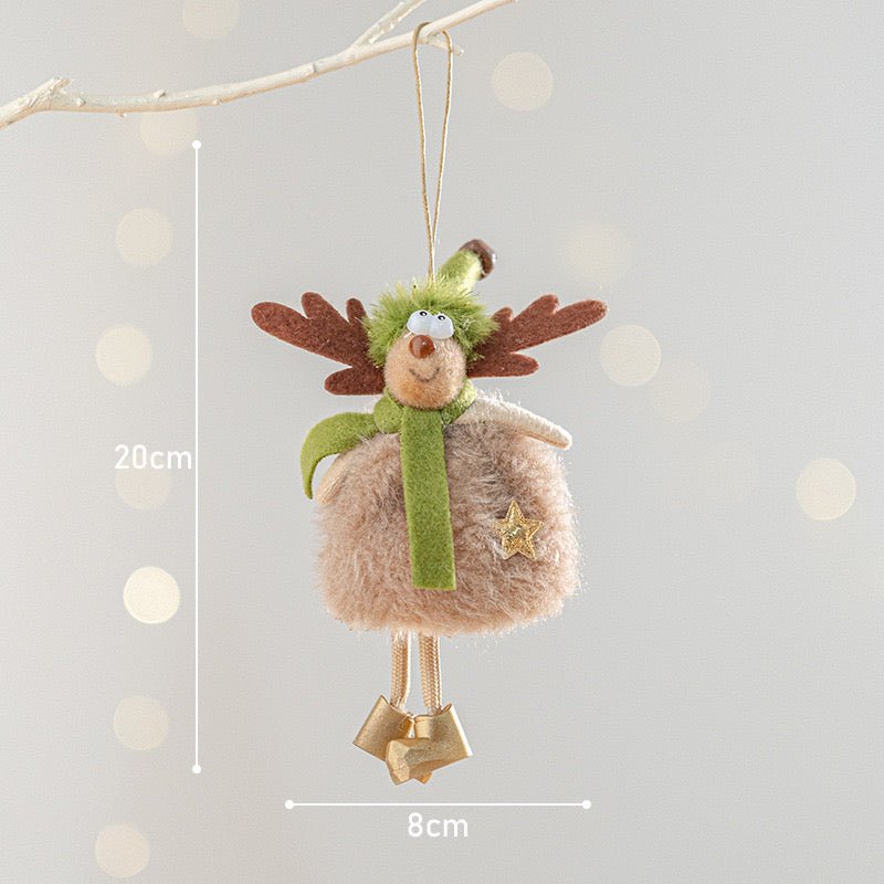 Handmade Christmas Reindeer Ornament: Cheerful Plush Decor with Golden Boots, Whimsical Design for Festive Joy. Ideal Holiday Gift for Children, Carefully Crafted to Bring Happiness. - Simplidecor