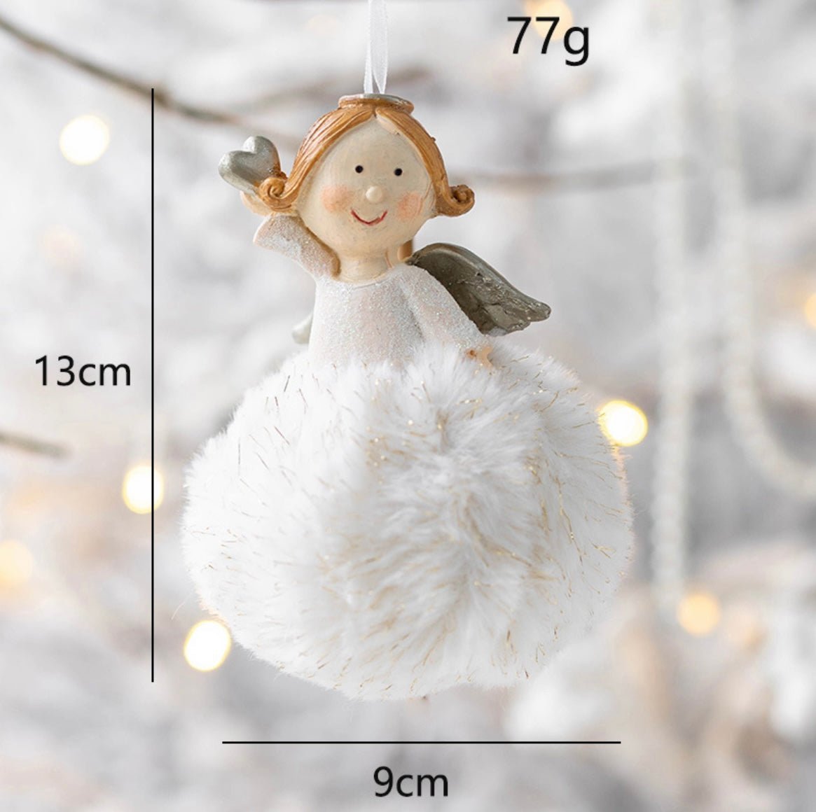 Handmade Christmas Tree Ornaments: Angelic Boys and Girls with Gypsum Bodies and Fuzzy Pom - Poms - Delightful Poses and Expressions. Add a Unique and Charming Touch to Your Holiday Decor. - Simplidecor