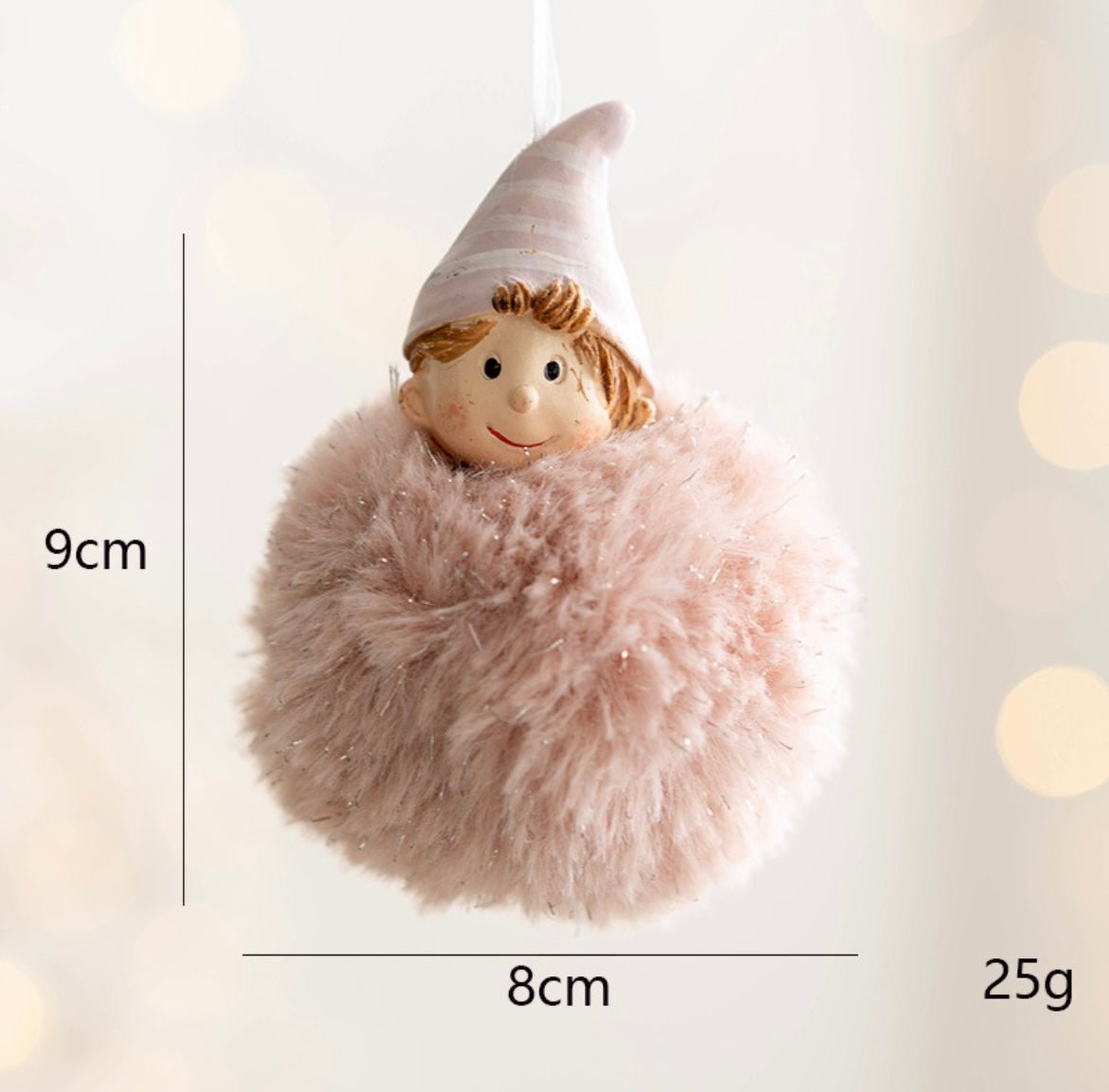 Handmade Christmas Tree Ornaments: Angelic Boys and Girls with Gypsum Bodies and Fuzzy Pom - Poms - Delightful Poses and Expressions. Add a Unique and Charming Touch to Your Holiday Decor. - Simplidecor