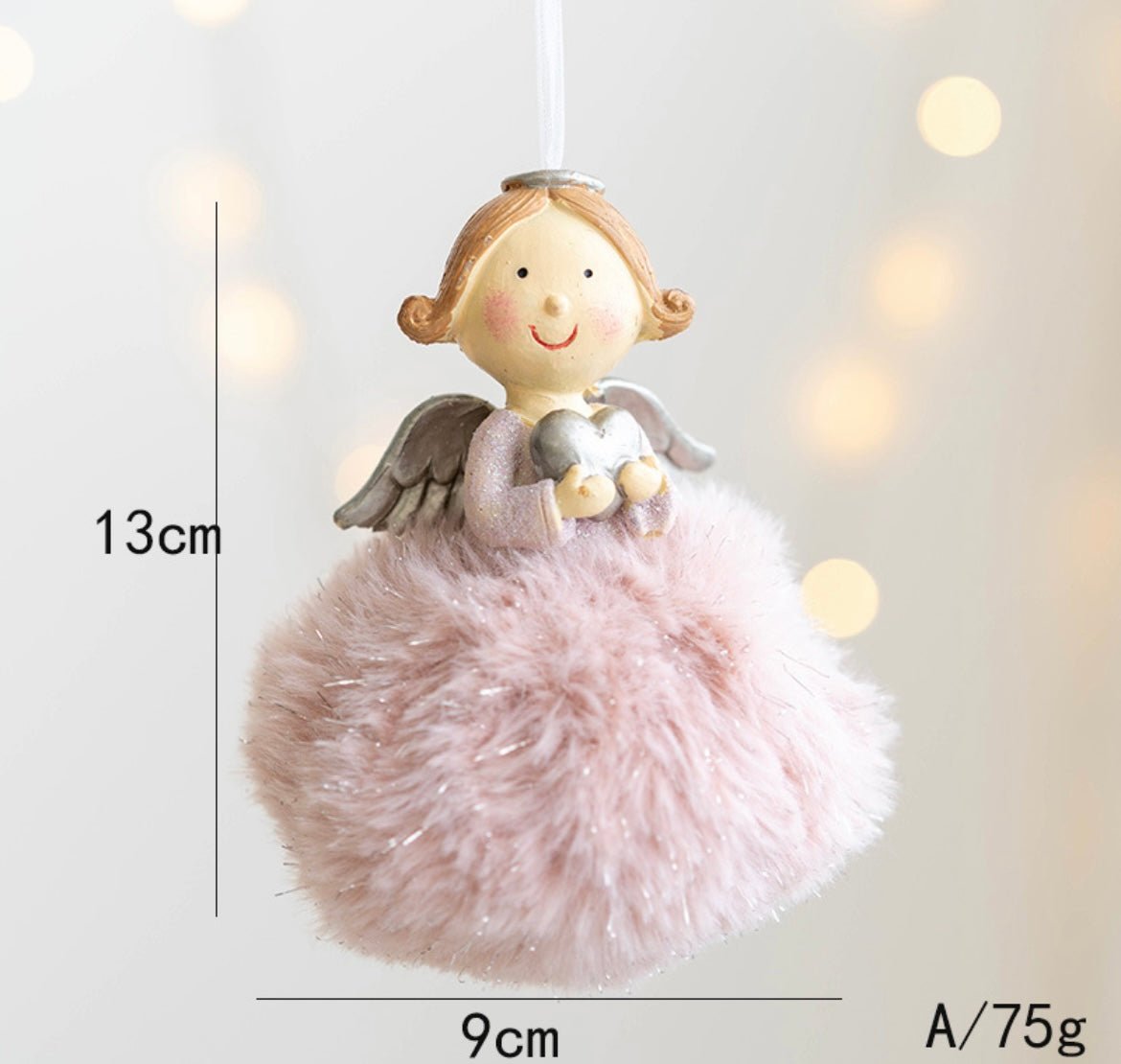 Handmade Christmas Tree Ornaments: Angelic Boys and Girls with Gypsum Bodies and Fuzzy Pom - Poms - Delightful Poses and Expressions. Add a Unique and Charming Touch to Your Holiday Decor. - Simplidecor