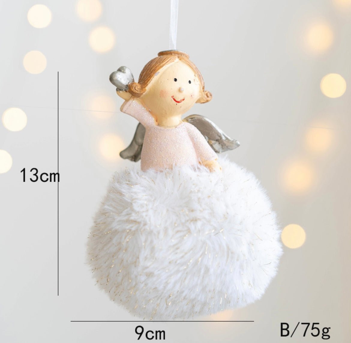 Handmade Christmas Tree Ornaments: Angelic Boys and Girls with Gypsum Bodies and Fuzzy Pom - Poms - Delightful Poses and Expressions. Add a Unique and Charming Touch to Your Holiday Decor. - Simplidecor
