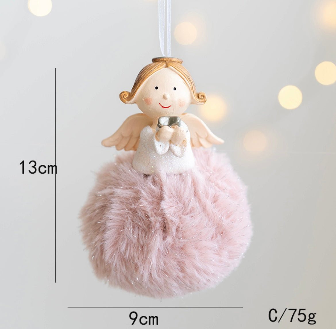 Handmade Christmas Tree Ornaments: Angelic Boys and Girls with Gypsum Bodies and Fuzzy Pom - Poms - Delightful Poses and Expressions. Add a Unique and Charming Touch to Your Holiday Decor. - Simplidecor