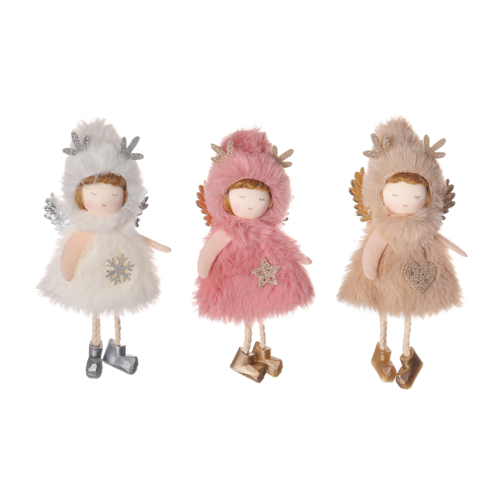 Handmade Delight: Unique Plush Skirt Deer Antler Angel Doll Pendant for Festive and Birthday Decorations – Perfect Surprise Gift for Girls! Handmade Fairy Canada. - Simplidecor