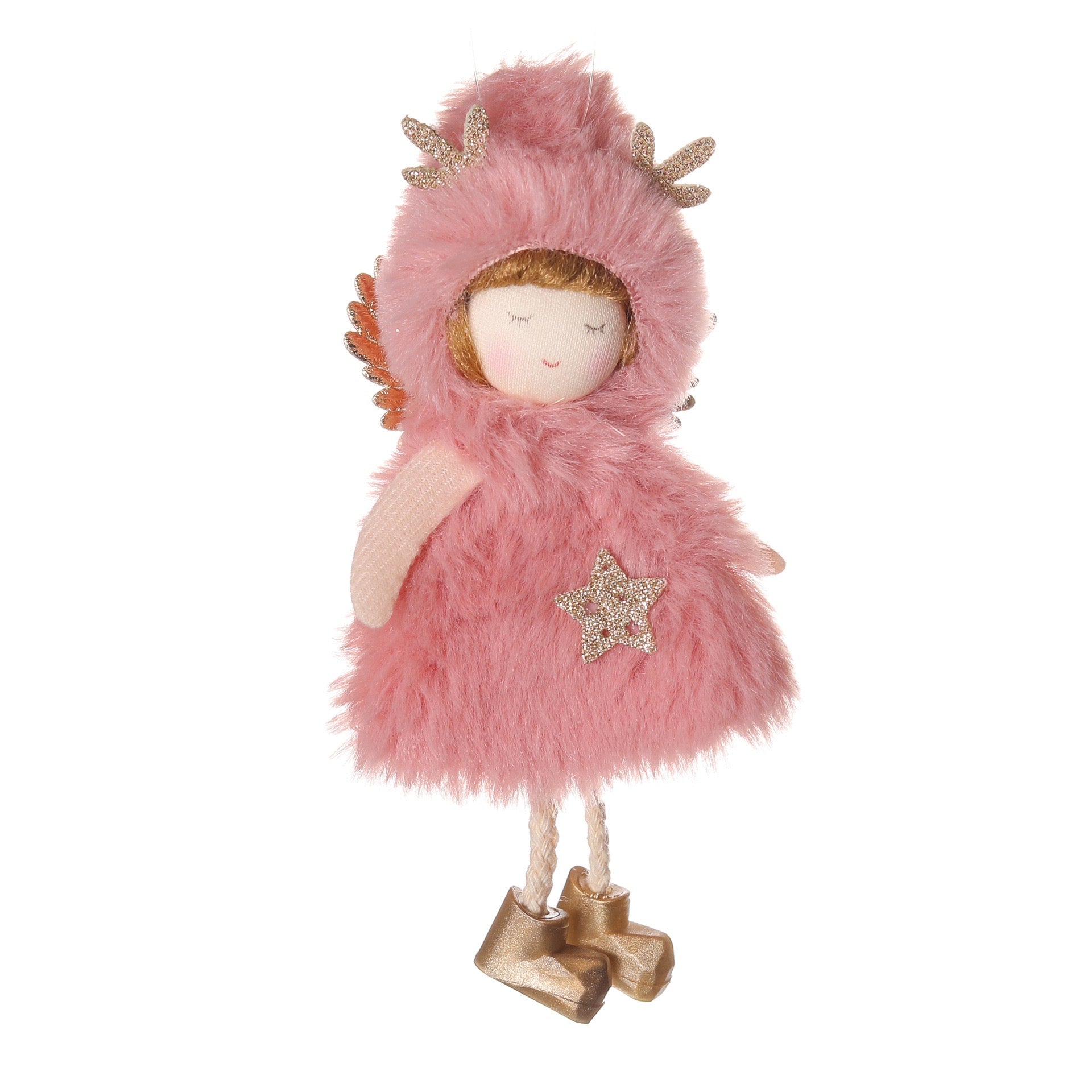 Handmade Delight: Unique Plush Skirt Deer Antler Angel Doll Pendant for Festive and Birthday Decorations – Perfect Surprise Gift for Girls! Handmade Fairy Canada. - Simplidecor