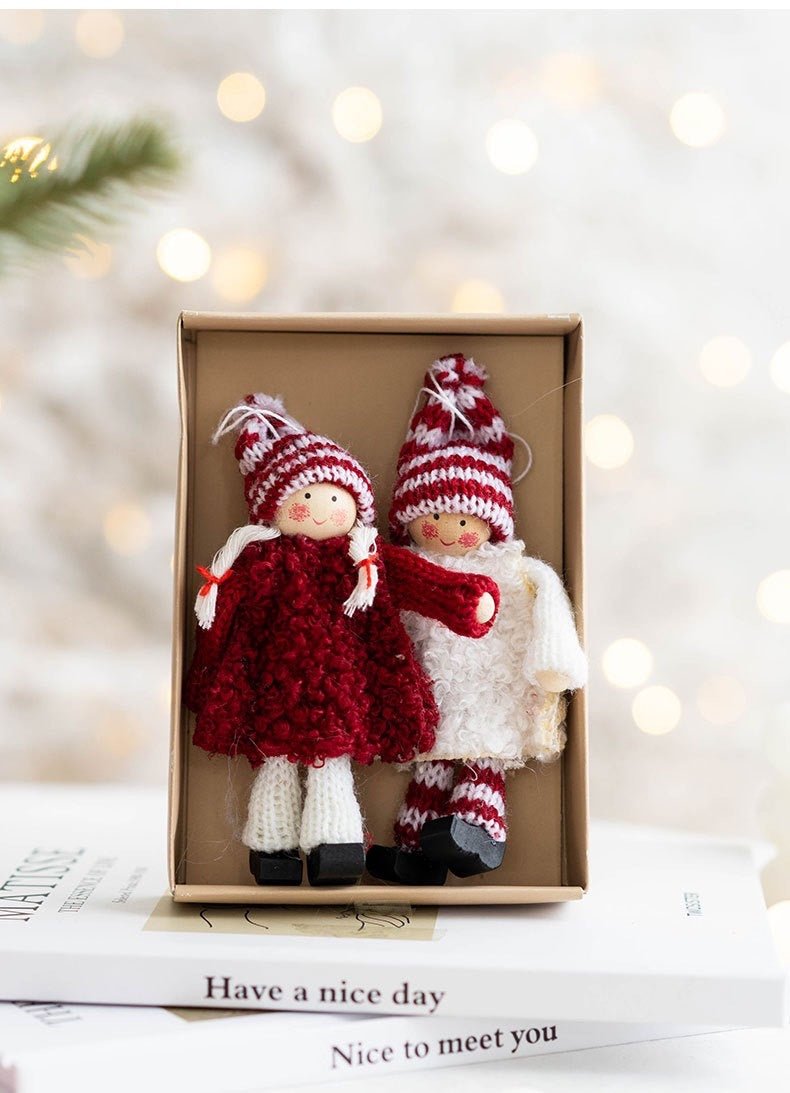 Handmade Doll Set: Cute Red and Grey Dolls - Ideal Christmas, Valentine, and Birthday Gift for Couples. Adorable and Thoughtful Handcrafted Keepsake. - Simplidecor