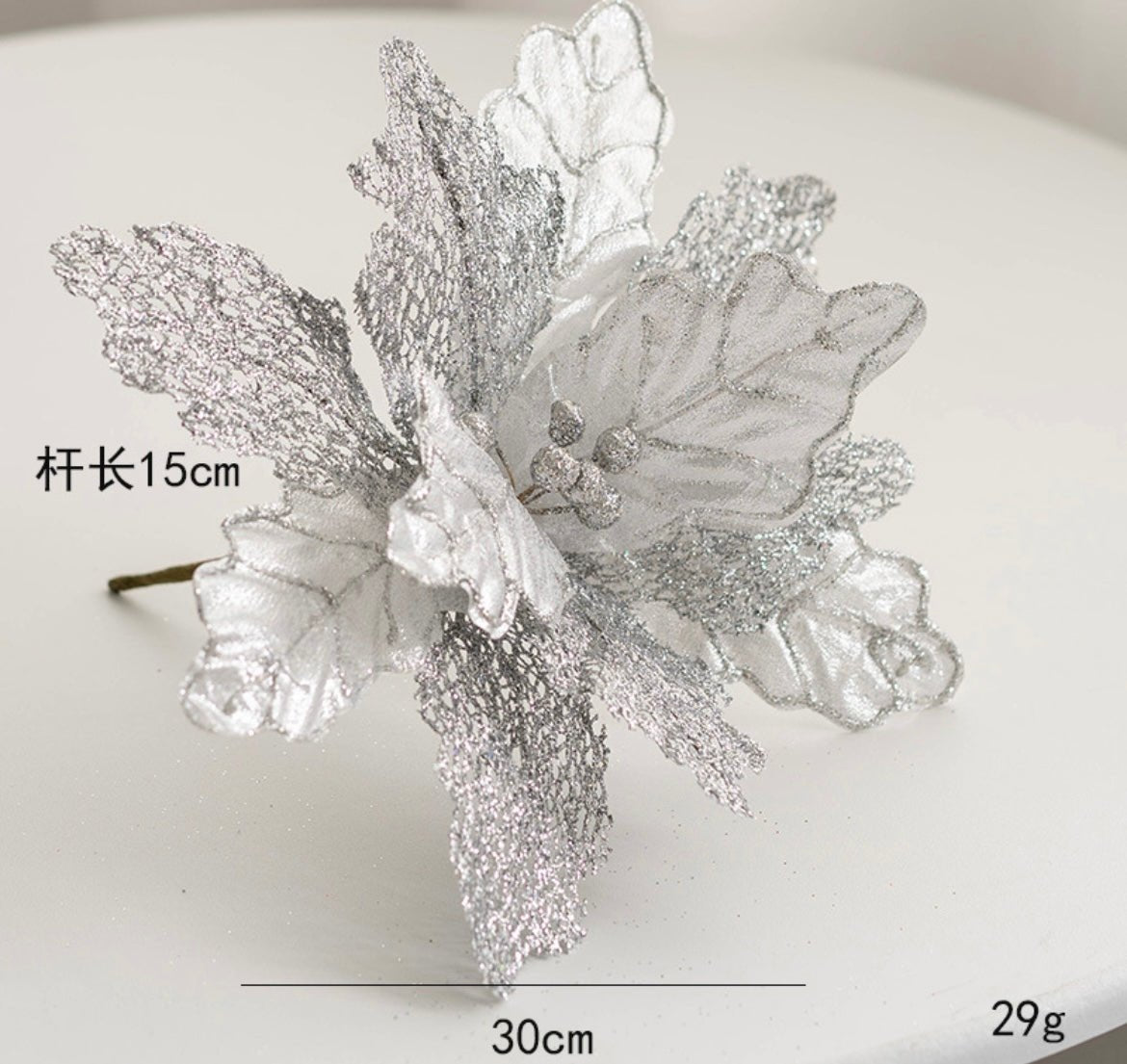 Handmade Mesh Sequin Satin Christmas Flower - Elegant Festive Decor for Tree, Table & Porch - Simplidecor