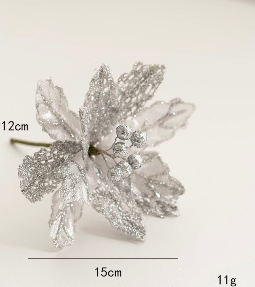 Handmade Mesh Sequin Satin Christmas Flower - Elegant Festive Decor for Tree, Table & Porch - Simplidecor