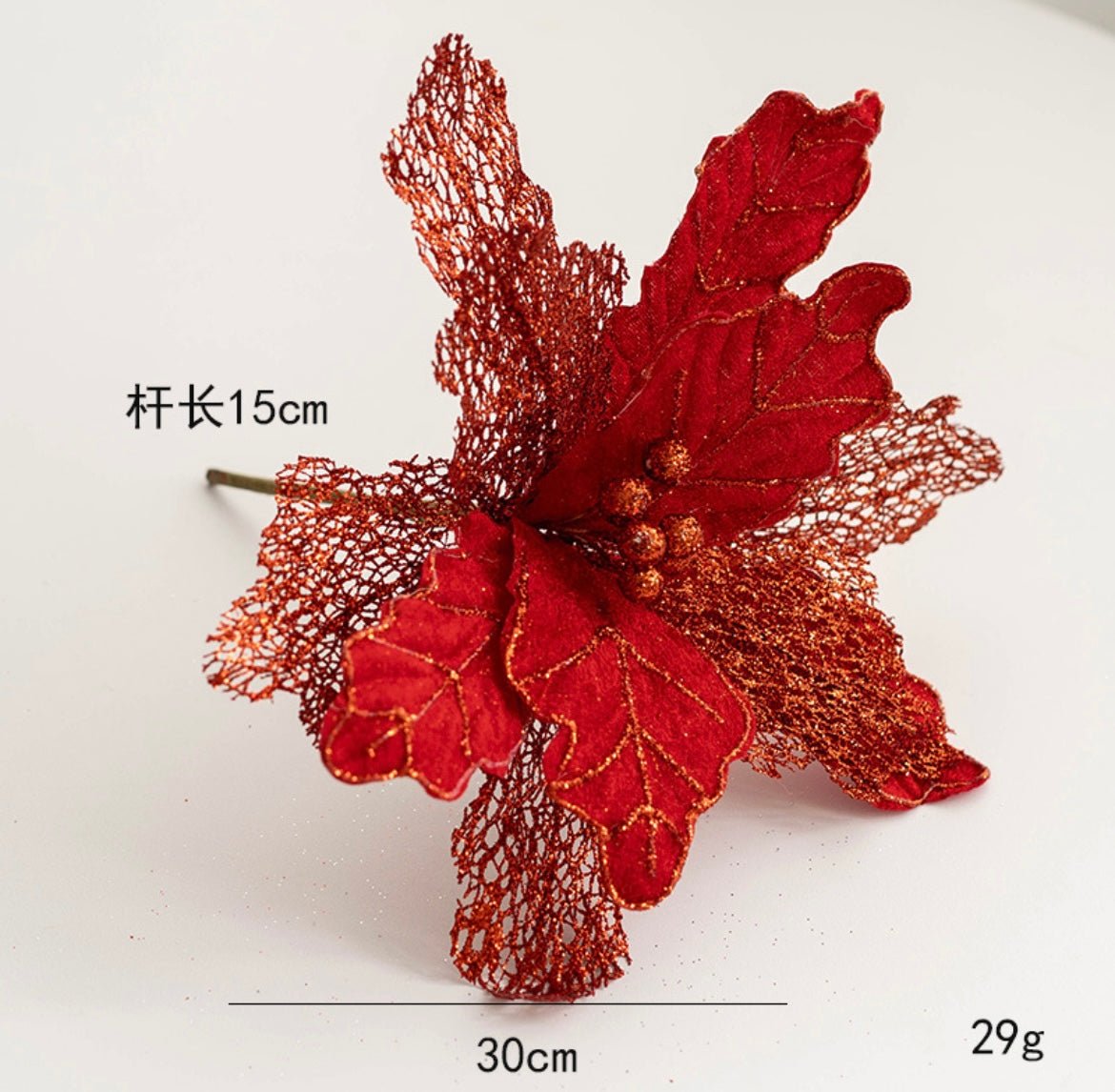 Handmade Mesh Sequin Satin Christmas Flower - Elegant Festive Decor for Tree, Table & Porch - Simplidecor