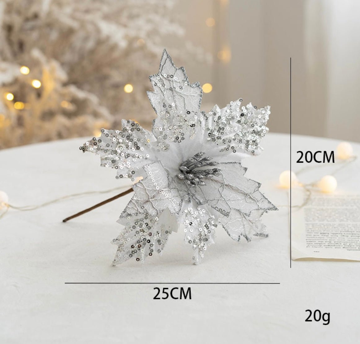 Handmade Sequin Satin Christmas Flower – Festive Decor for Trees, Table Displays & Porch Accents - Simplidecor