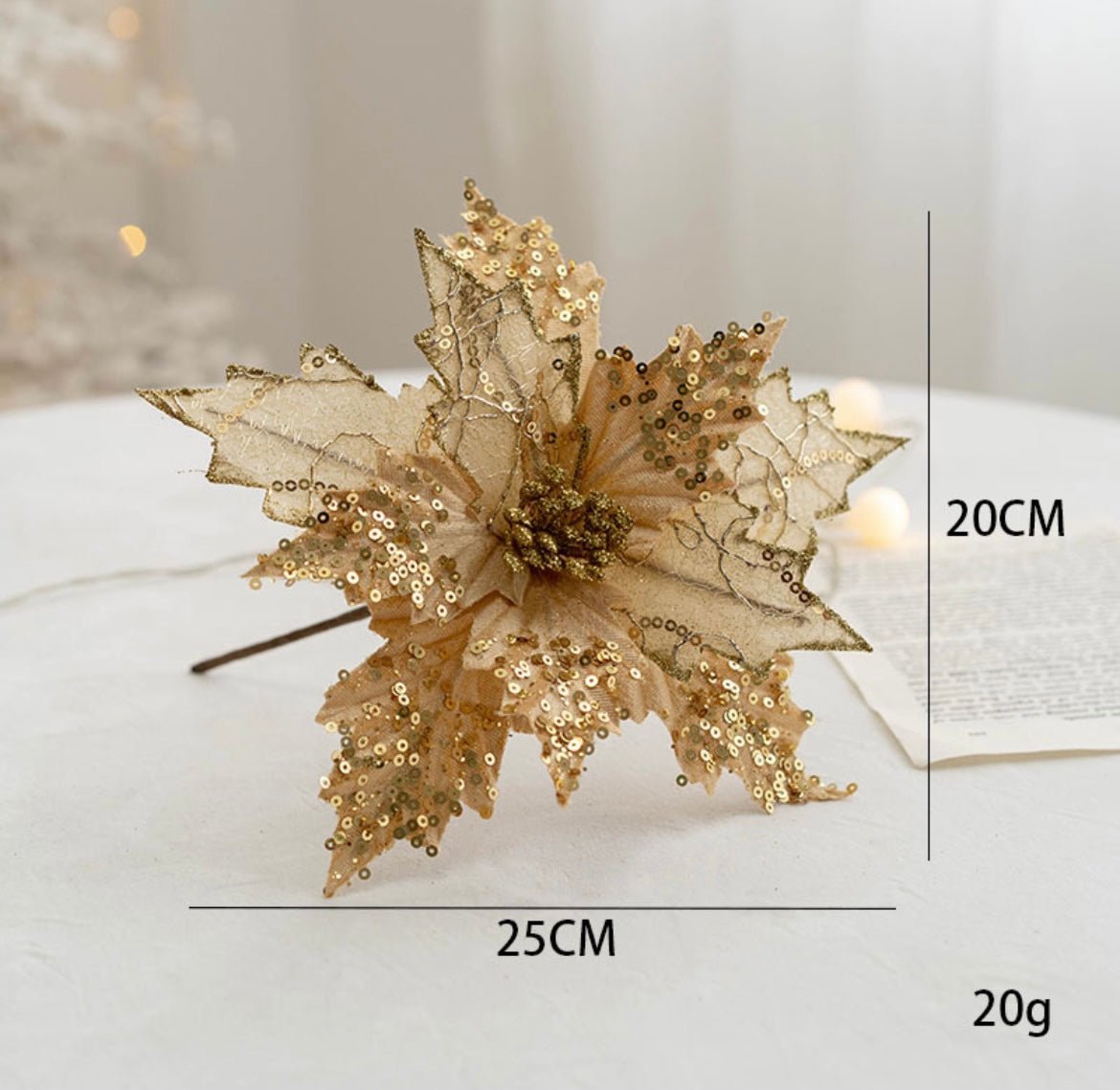 Handmade Sequin Satin Christmas Flower – Festive Decor for Trees, Table Displays & Porch Accents - Simplidecor