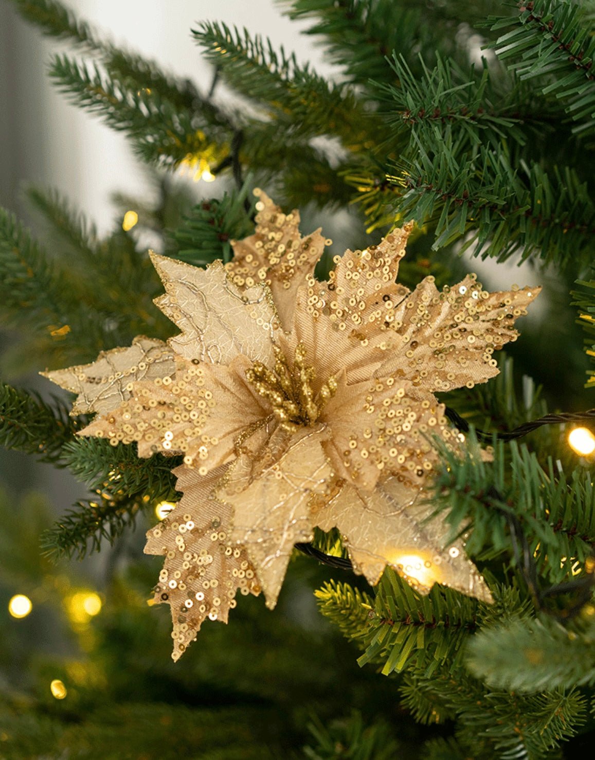 Handmade Sequin Satin Christmas Flower – Festive Decor for Trees, Table Displays & Porch Accents - Simplidecor