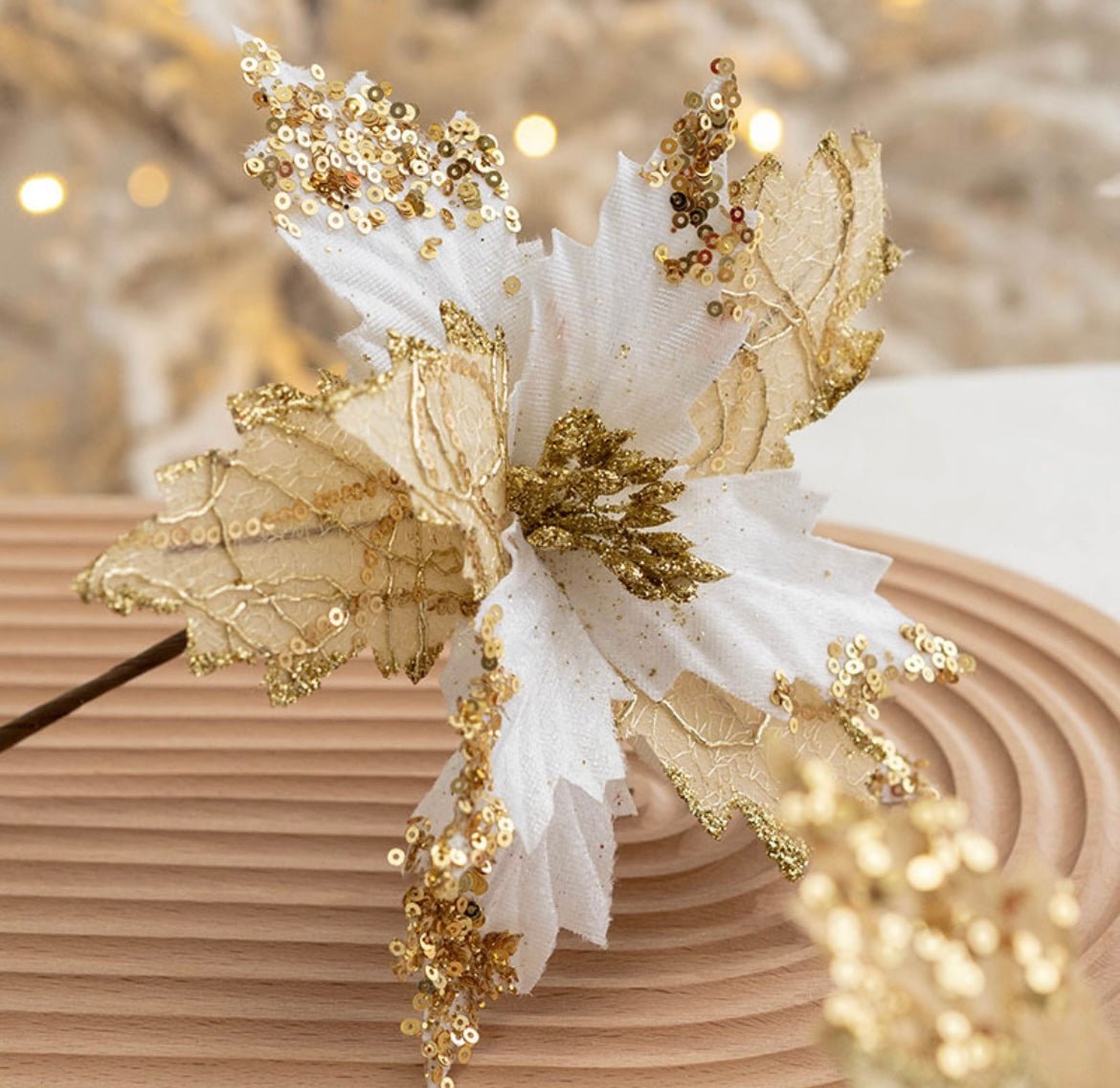 Handmade Sequin Satin Christmas Flower – Festive Decor for Trees, Table Displays & Porch Accents - Simplidecor