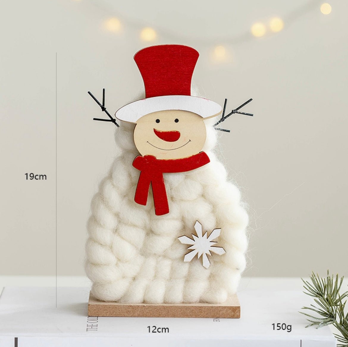Handmade Wool and Wood Christmas Table Stand Decor - Festive Santa, Lamb, Snowman, Tree - Unique Holiday Gifts - Simplidecor